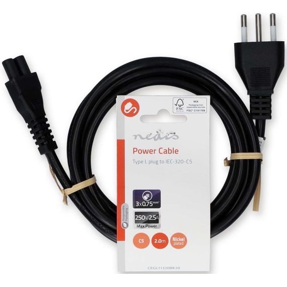 Cavo di alimentazione 2m spina italiana - IEC-320-C5 ND1327 Nedis
