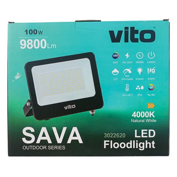 Faretto LED SAVA 100W 9800Lm 4000K IP65 luce bianca VITO EL3984 Vito