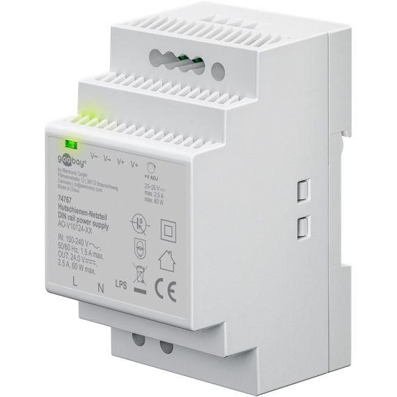 Alimentatore per guida DIN 24VCC 2,5A 60W F1010 Goobay