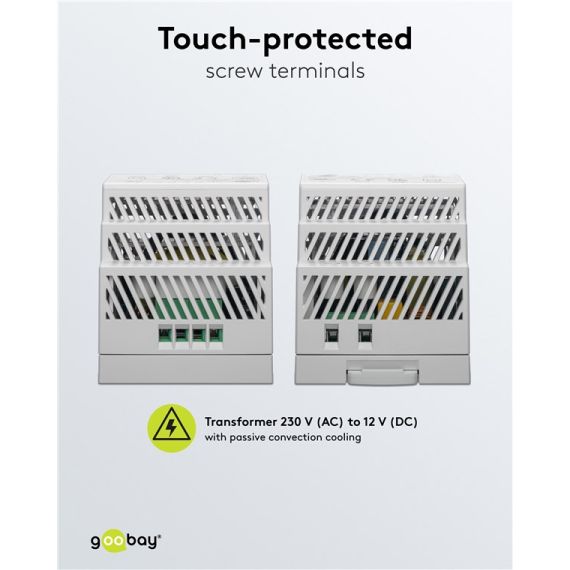 Alimentatore per guida DIN 12VCC 4,5A 44W F1522 Goobay