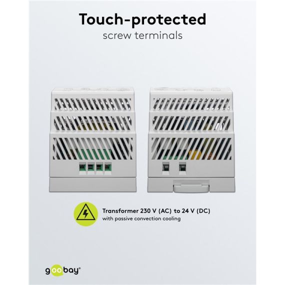 Alimentatore per guida DIN 24VCC 2,5A 60W F1010 Goobay