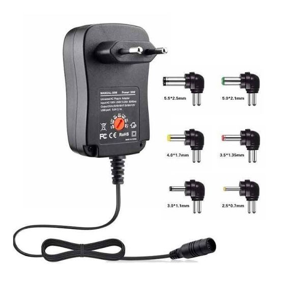 Alimentatore universale con selettore di tensione 3–12V e porta USB – 30W T150 