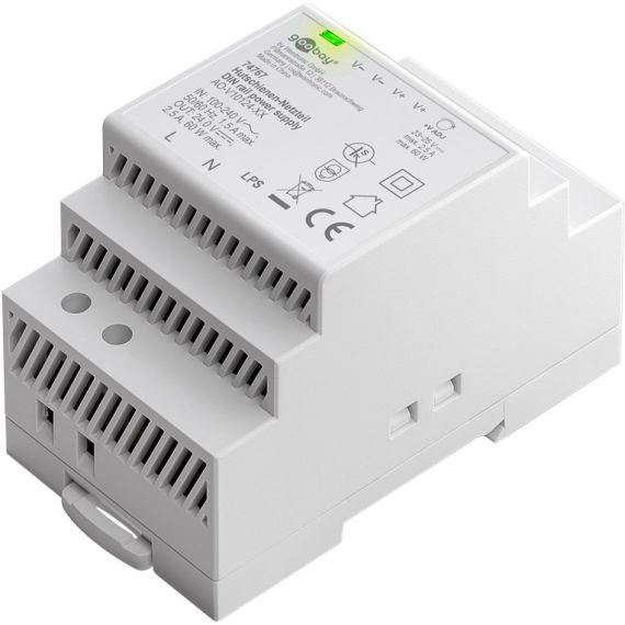 Alimentatore per guida DIN 24VCC 2,5A 60W F1010 Goobay
