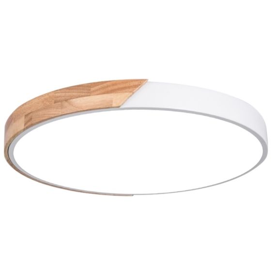 Plafoniera LED rotonda da soffitto effetto legno 40 cm bianca 24W 3CCT E9203 