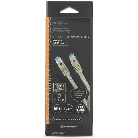 Cavo di rete CAT6a S/FTP RJ45 maschio 50cm argento Z309 Nedis