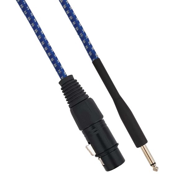Cable XLR hembra Cannon a Jack 6.35 macho 5 metros Mono - Blanco / Azul SP312 